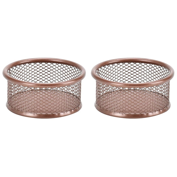 Paperclip Holder, Metal Mesh Paper Clip Organizer for Desk, Binder Clip and Bobby Pin Holder, Rose Gold, 2 Pack