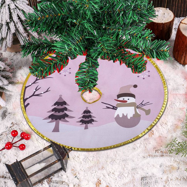 Christmas Gold Edged Tree Skirt Decoration Santa Print Christmas Tree Bottom Decoration Apron Party Decorations Set Event Horizon Party for Kids 3-5 Party Flags on A String Outdoor Event Planner