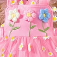 thumbnail image 6 of Gubotare New Born Clothes Baby Girl Baby Girl Summer Romper Dress Fly Sleeve Flower Embroidery Mesh Tulle Skirt Hem Ribbed Bodysuit 0 3 6 9 12 18 24 Months (Pink,Size 3-6 Months), 6 of 7