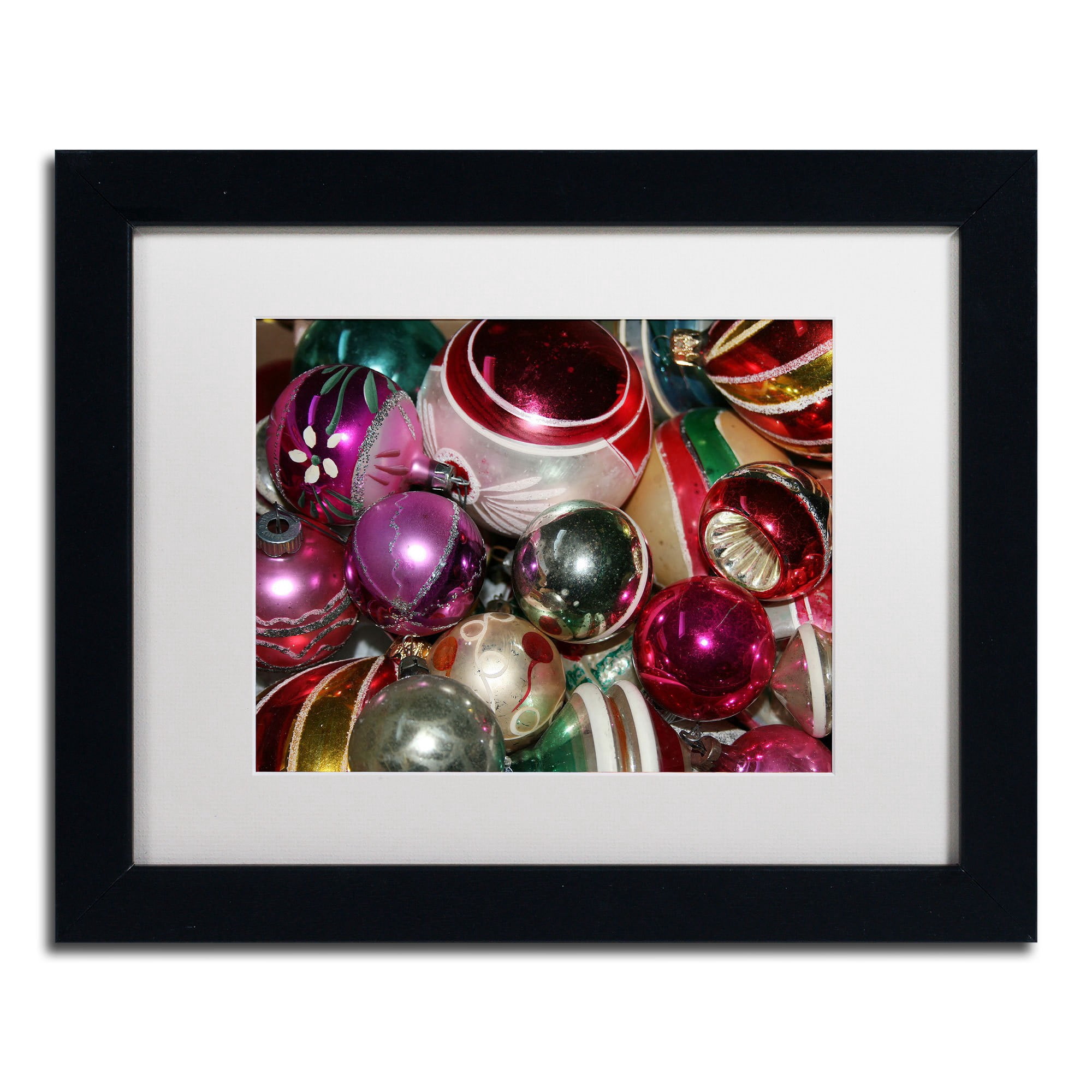 Trademark Fine Art "Vintage Christmas" Canvas Art by Patty Tuggle, White Matte, Black Frame
