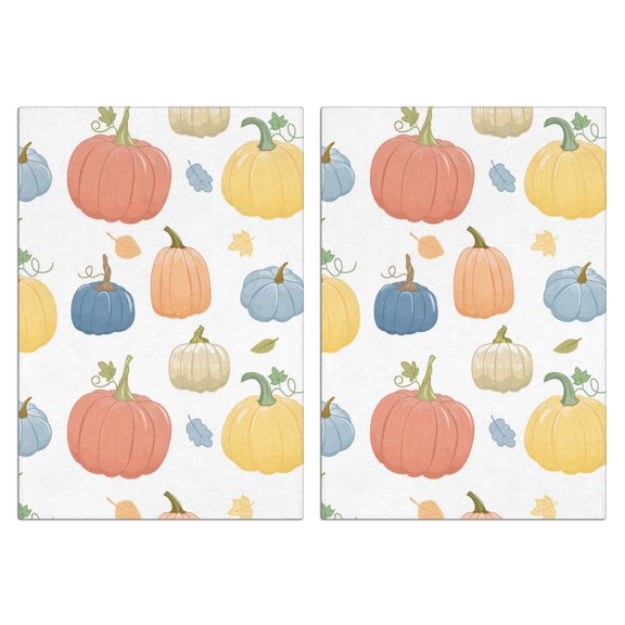 Fall Elements Kitchen Towels 2-Pack - Polyester Absorbent Maple Leaf and Pumpkin Design, Fall Home Decor