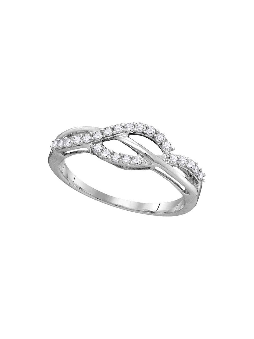 Diamond Woven Fashion Band Ring 1/20ct 10k White Gold 
