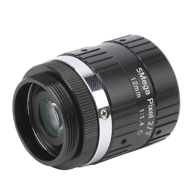 Lente de cámara, 12 mm 5mp f1.6 Lente de Aleació de Aluminio Prime, Video Negro Cámara C de Montaña Cámara de Seguridad de Cámara Cámara de Seguridad