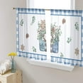 thumbnail image 3 of Sheer Curtains 45 inches Long, Hello Winter Christmas Cotton Eucalyptus Floral Blue Plaid Light Filtering Sheer Window Curtains Rod Pocket Voile Drapes for Bedroom Living Room, 52"W x 45"L 2 Panels, 3 of 7