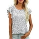thumbnail image 2 of Mujer suelta casual manga corta cuello redondo estampado casual blusa camiseta túnica tops Fridja  ghk5547, 2 of 5