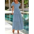 thumbnail image 6 of PRETTYGARDEN Summer Dresses for Women Eyelet Square Neck Puff Sleeve Smocked Wedding Guest Maxi Dress with Pockets, 6 of 8