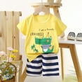 thumbnail image 3 of Little Boy Pajamas Sleepwear Set Hawaiian T-Shirt Shorts 12-18 Months 18-24 Months 2-3 Years Cotton Blend Short Sleeve Sleepwear Comfortable Fit (5-6 Years,Light Yellow), 3 of 3