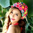 thumbnail image 1 of Swimming Hat Floral Petal Retro Style Flower Bathing Cap for Women - Red, 1 of 4