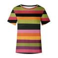 thumbnail image 4 of Women's Short Sleeve Crew Neck Tee Tops Stripe Color Block Casual T-Shirts Summer Clothes Blue,M, 4 of 5