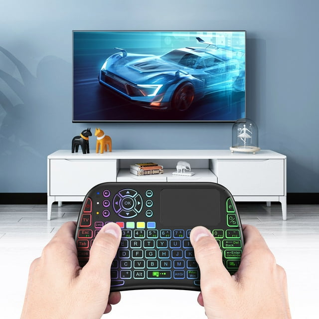 PEONAVET Backlit Keyboard Backlit Keyboard Bluetooth Wireless Dual-mode Touchs Voice Infrared Learning Remote Control Mini Rechargeable-colour Backlit Flying Mouse Keyboard