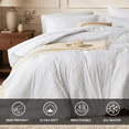 thumbnail image 3 of Davulos King Size Comforter Sets, White Bed in a Bag 7 Pieces Boho Tufted Bed Set for All Seasons, Shabby Chic Embroidery Bedding with Comforter, Sheet, Pillowcases & Shams, 3 of 9