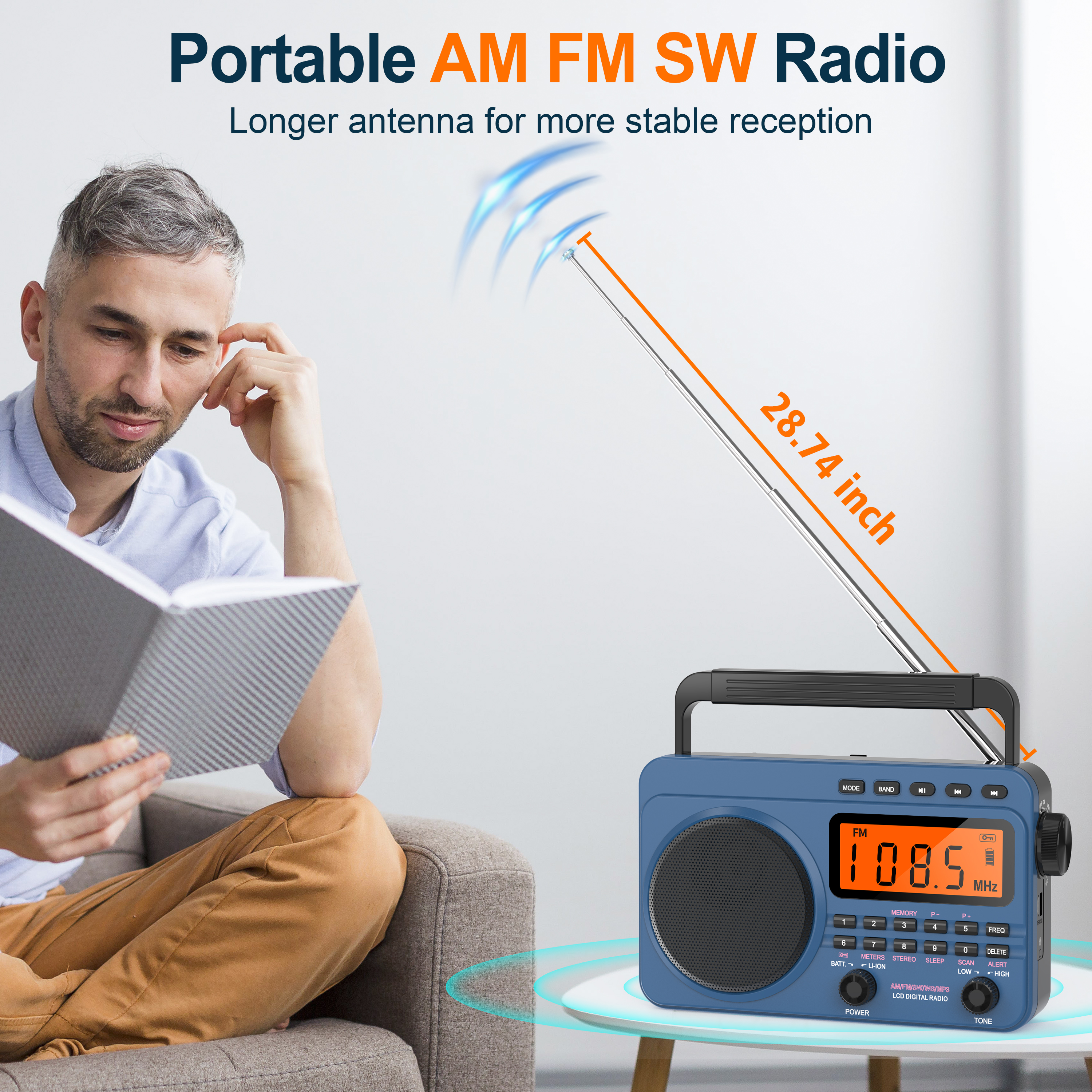 Greadio Portable AM/FM Weather Radio 4000mAh Battery photo 2