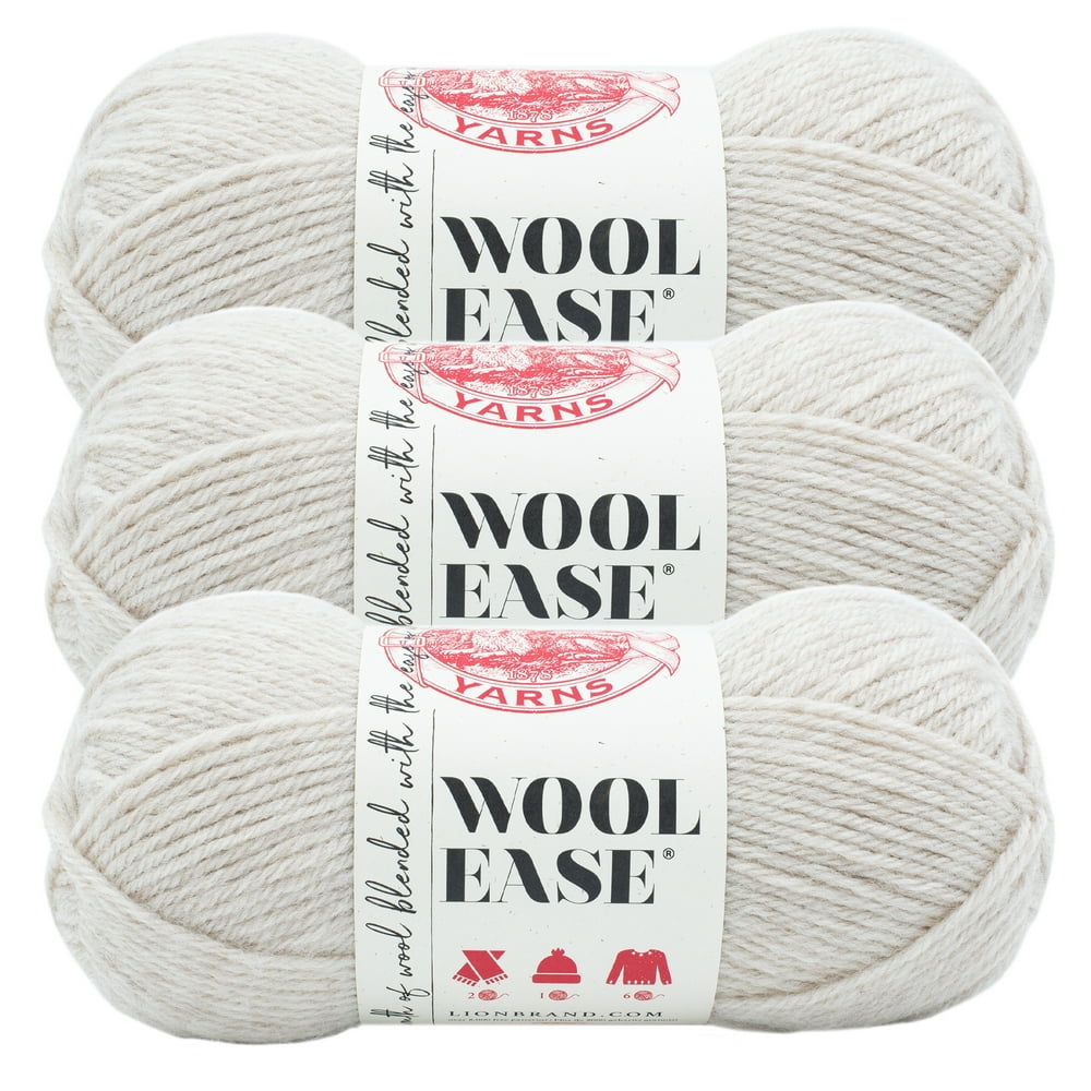 Lion Brand Yarn WoolEase Linen Classic Worsted Medium Acrylic, Wool OffWhite Yarn 3 Pack