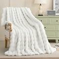 thumbnail image 4 of GHOUSE Fluffy Throw Blanket White Fleece Faux Fur Throw Blankets 50" x 60" for Bed Couch, 4 of 6