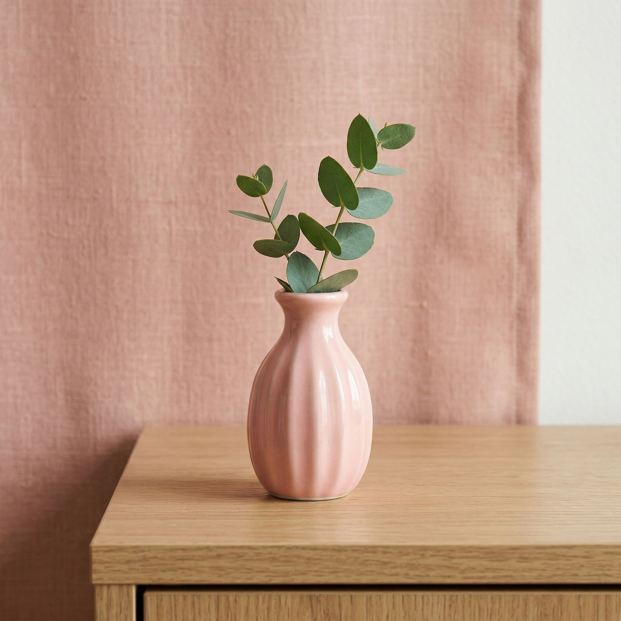 Unique Bargains Mini Ceramic Bud Tiny Matte Vase for Desktop Pink 1.8"L x 1.8"W x 3"H