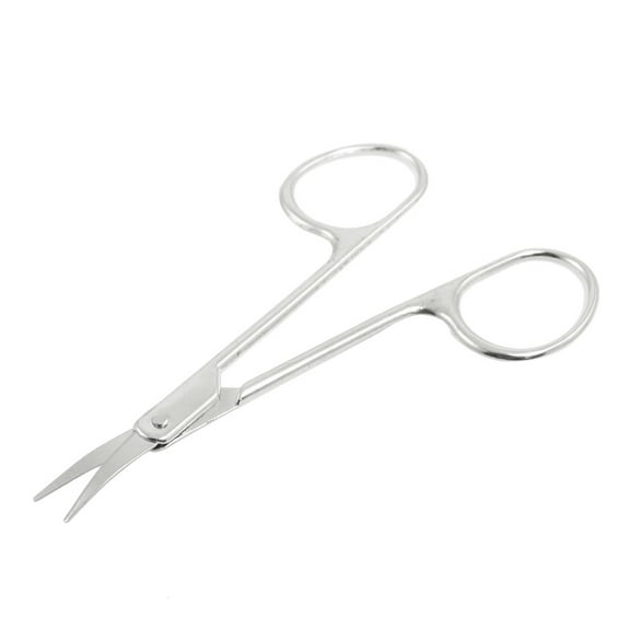 Uxcell Beauty Tool Brow Trimmer Stainless Steel Eyebrow Shear Curved Edge Scissors Silver Tone