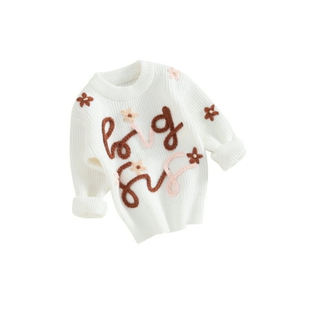 

Calsunbaby Toddler Girls Sweater Letter Embroidery Long Sleeve Pullovers Tops