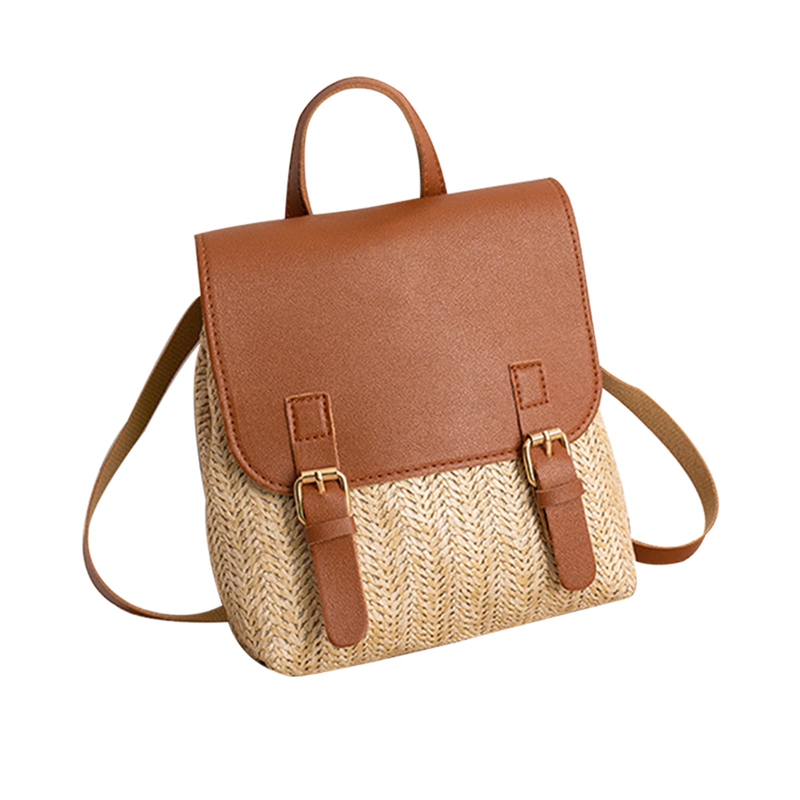 HEQUSIGNS Straw Backpack Women'S Fashion Shoulder Bag Versatile Straw