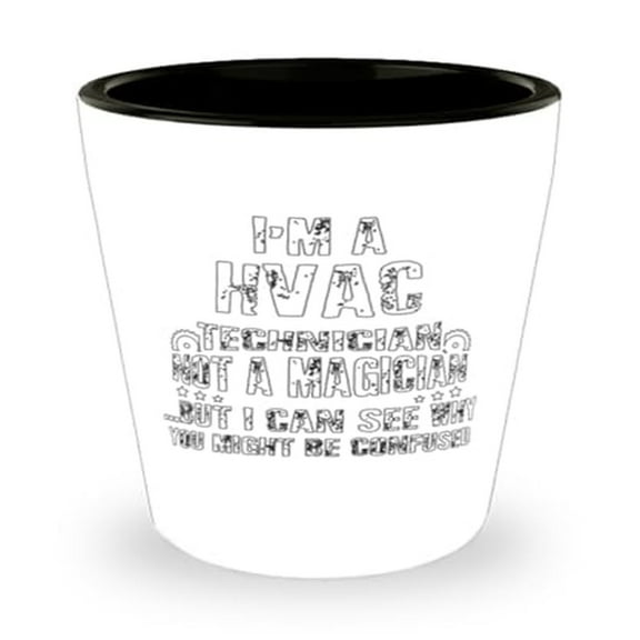 Job Shot Glass, I Am A HVAC Technician Not A Magician, Heating And Air Gift, Mini Glassware, 1.5oz Cup