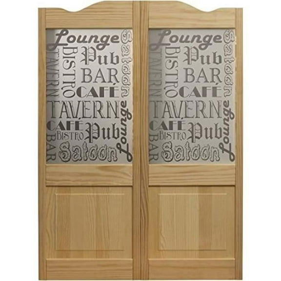 36 x 42 in. Full Glass Tavern Louvered Cafe Door, Unfinished Pine