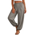 thumbnail image 2 of Nestiefly Womens Balloon Pants Trendy Casual Elastic Waist Wide Leg Harem Pants Baggy Pleated Lantern Trousers Light Gray S, 2 of 7