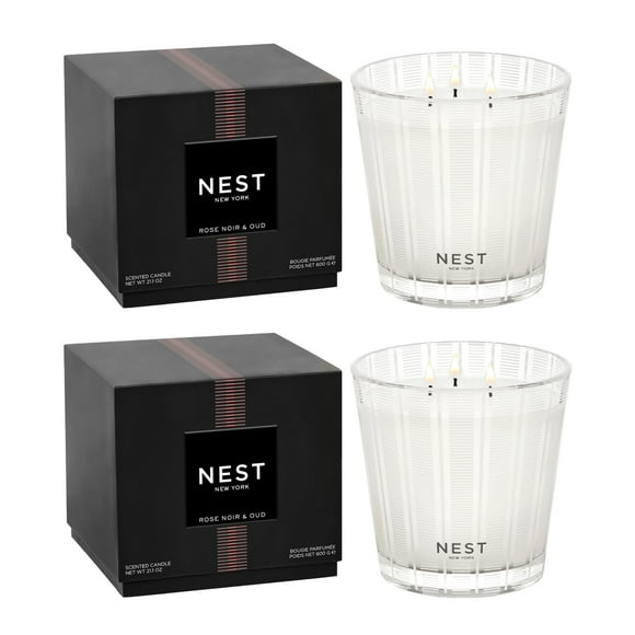 Candle NEST New York Rose Noir & Oud, 3 mechas, 625 ml, paquete de 2