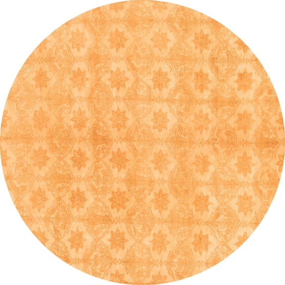 Ahgly Company Indoor Round Abstract Orange Modern Area Rugs, 8' Round