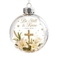 thumbnail image 2 of Light Up Transparent Christmas Ornament Ball,Religious Cross Lily Scripture Design Hanging Bauble With Built-in LED Lights,Christmas Tree Mantel Window Decor,A, 2 of 7