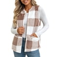 thumbnail image 2 of Yutgune Women's Plaid Sherpa Vest Open Front Sleeveless Fleece Jacket with Pockets Casual Fall Winter Outerwear, 2 of 10