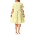 thumbnail image 3 of Agnes Orinda Women's Plus Size Mother's Day Gingham Dresses 1950s Vintage Tiered Crew Neck Short Sleeve Summer Casual Midi Plaid Dress 4X Yellow, 3 of 6