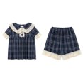 thumbnail image 1 of Conjunto de pijama de verano para niñas con encaje recortado, lindo, suelto, cómodo, ropa de dormir de verano para pijama, fiesta, hogar, conjunto de pijamas M 40?50kg / 88.2?110.2lb, 1 of 8