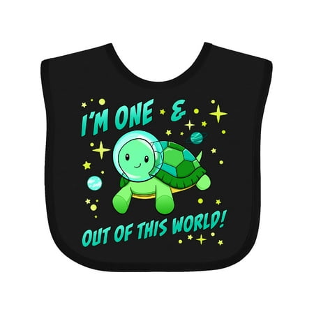 

Inktastic I m 1 and out of This World Cute Space Turtle Gift Baby Boy or Baby Girl Bib