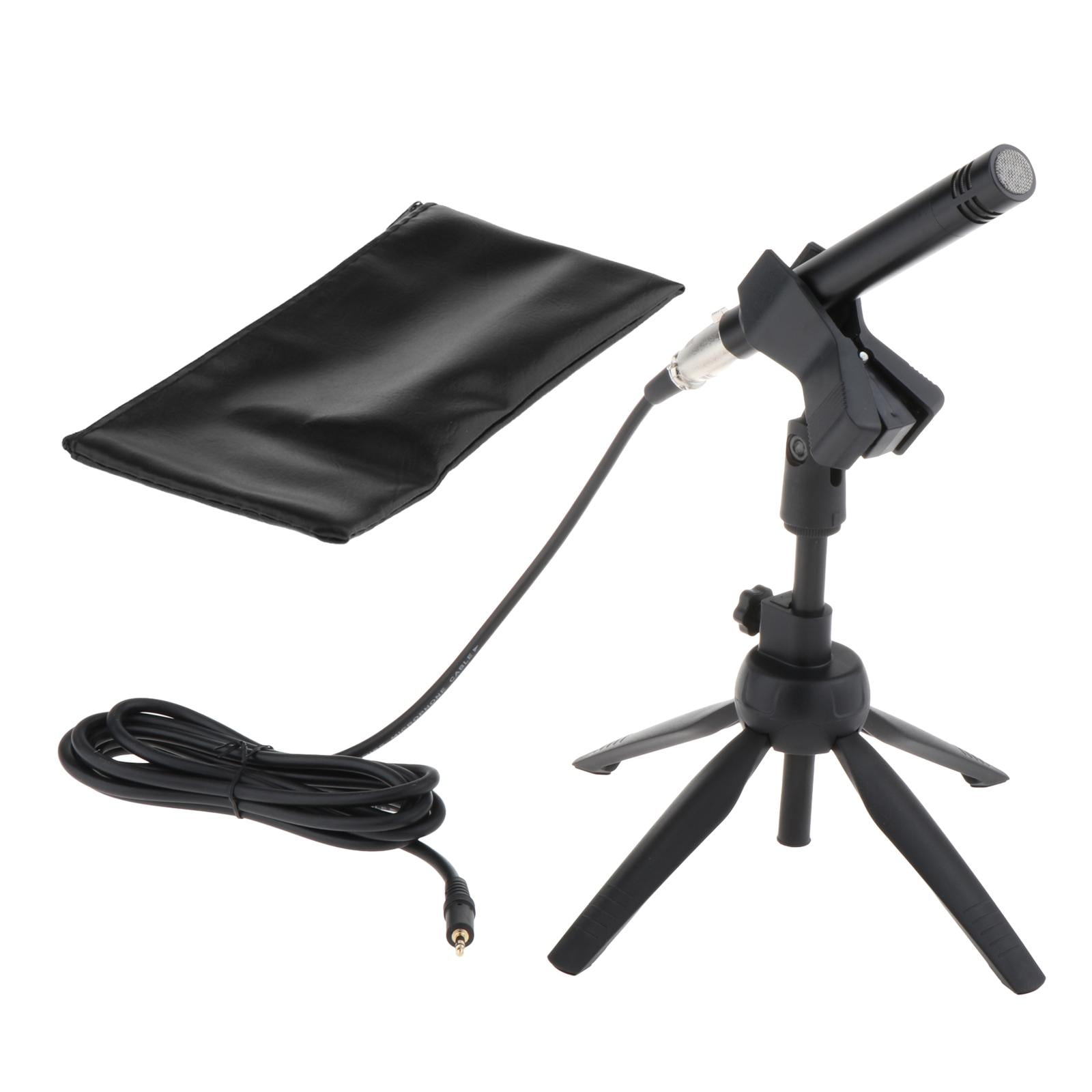 LeeQinersw Interview Microphone with Desktop Stand 3.5mm with Mic Clip Omnidirectional Mic Black