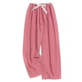 thumbnail image 3 of BXSRUTA Women's High Rise Elastic Waist Wide Leg Pants Comfy Casual Breathable Lounge Palazzo Pants, 3 of 4