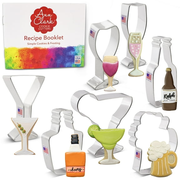 Ann Clark Cocktail Party Cookie Cutter Set, 7-Piece, Made in USA