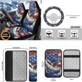 thumbnail image 5 of KUIFORTI Eagle Flag Front Car Seats Cover Set 6 Pcs with Auto Seat Belt Cover Auto Center Console Pad Car Steering Wheel Cover Cars Accessories Universal Fit for Most Cars, 5 of 6
