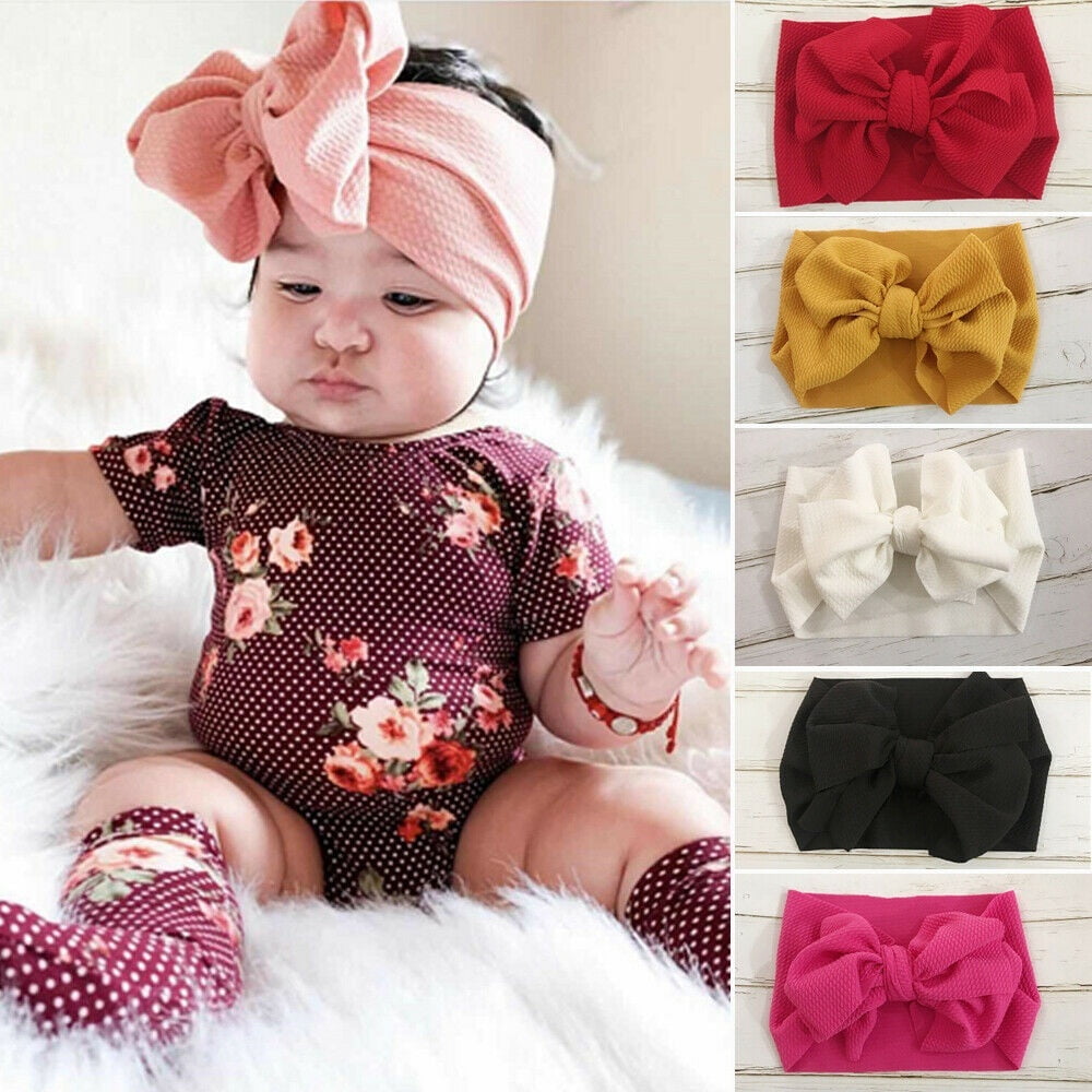 Soft Baby Girls Kids Toddler Bow Hairband Headband Turban Big Knot Head-Wrap New