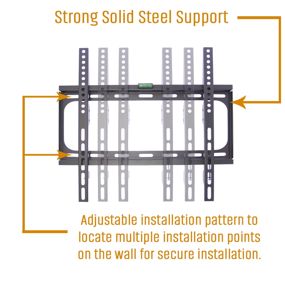 Koramzi KWM989F Wall Mount Fixed TV Mount with 3-Axis Bubble Level and 6 ft. HDMI Cable