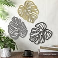 thumbnail image 3 of Zhuge 3 Pcs Wooden Palm Leaves Wall Art Tropical Leaf Wall Art Boho Plant Wall Decor for Living Room Kitchen Bedroom Vintage Plaque (Gold,Grey,Black), 3 of 4