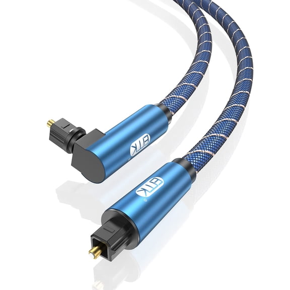 EMK 90 Degree Right Angle Optical Audio Cable, 360 Rotatable Toslink SPDIF Cord (3.3ft/1m)