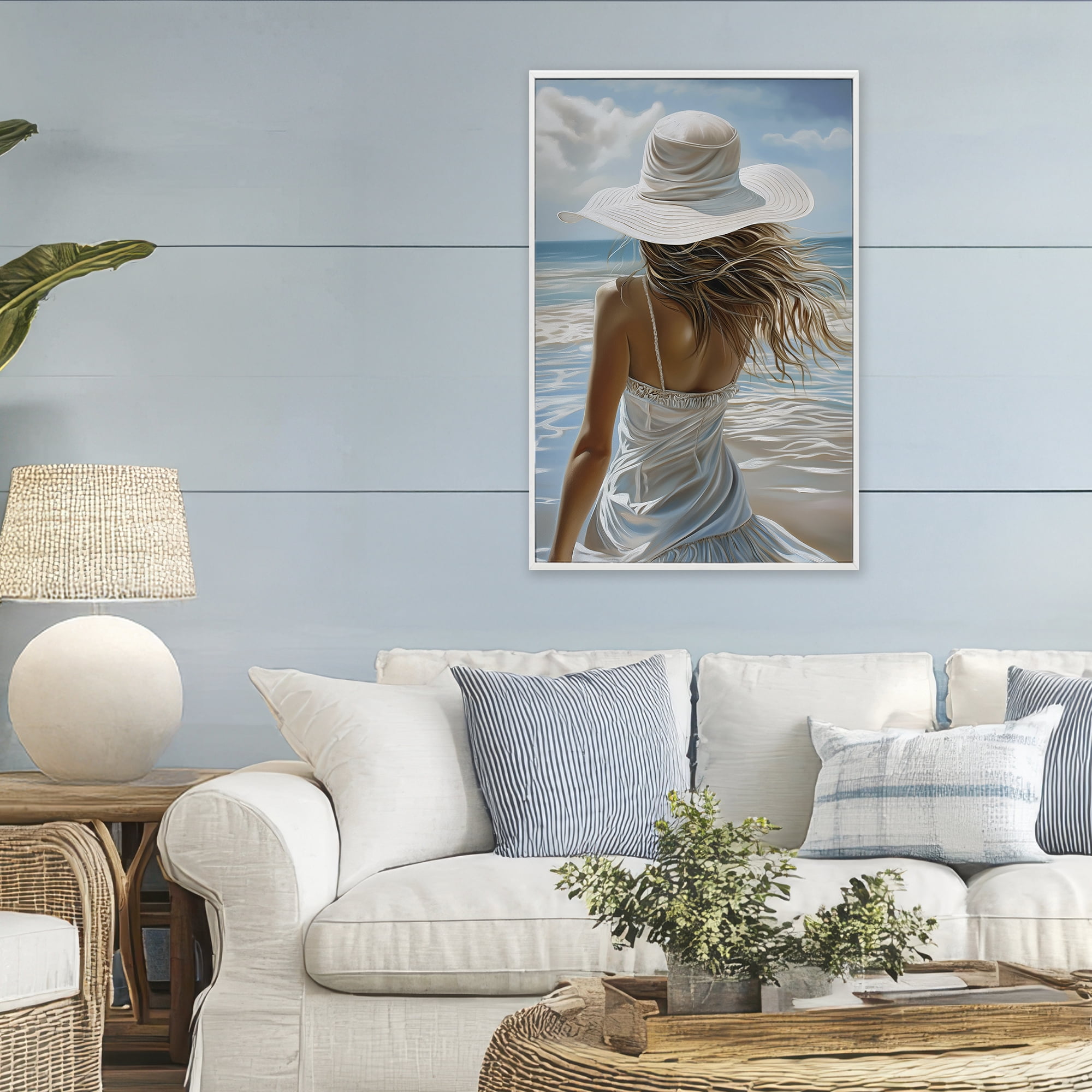 Stupell Industries Seaside Breeze & Flowing Dress White Framed Giclee Art, design by Imagine It Images