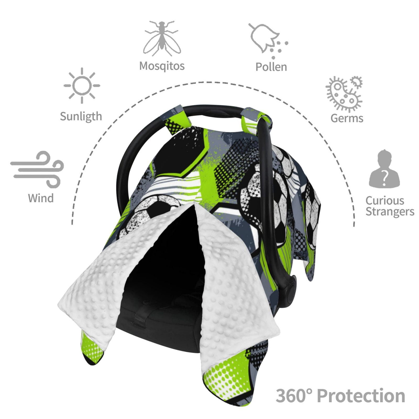 Naloa Football Baby Car Seat Cover, Breathable Baby Carrier Cover, Multiuse Baby Carrier Cover & Nursing Breastfeeding Cover