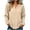 Khaki, variant on cocolona V Neck Tops for Women Button Down Long Sleeve Solid Color Casual Shirts Casual Loose Fit Basic Pullover Blouses