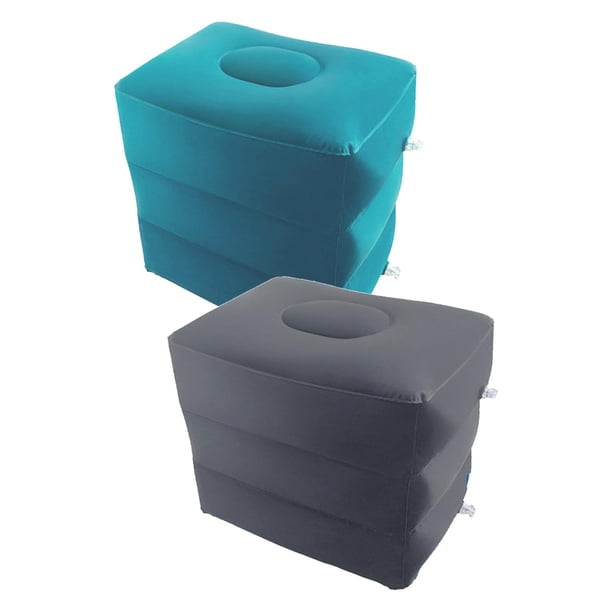 Reposapiés inflable portátil para viajes en avión, 2 unidades Azul Claro Gris Profundo