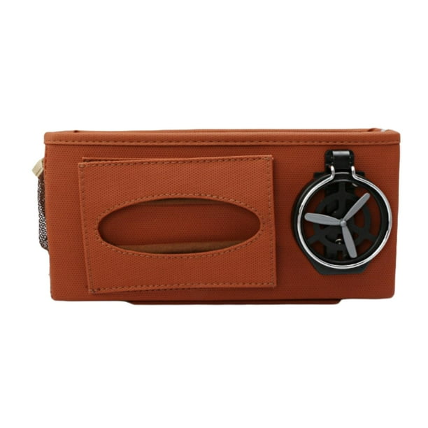 Organizador de respaldo de asiento de automóvil con portavasos, bolsa de almacenamiento con múltiples bolsillos, estuche apto para marrón