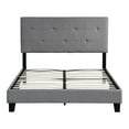 thumbnail image 2 of Full Size Modern Bed - Upholstered In Grey Linen Button Headboard No Box Spring Required Wood Slat Support Easy Assembly Manner With Needed Gray Shade, 2 of 2