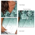 thumbnail image 3 of Top de mujer con estampado floral y cuello en V profundo Blusa de manga corta Blusa holgada informal de verano Verde L, 3 of 6