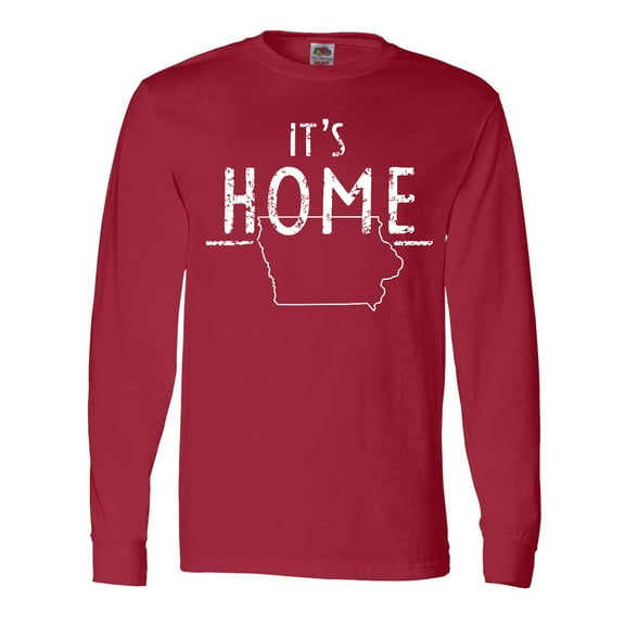 Inktastic It's Home- State of Iowa Outline Distressed Text Long Sleeve T-Shirt