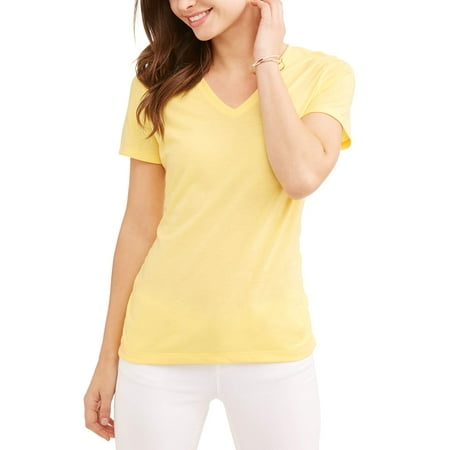 Women's Essential Short Sleeve Vneck Flattering Ruched T-Shirt ...