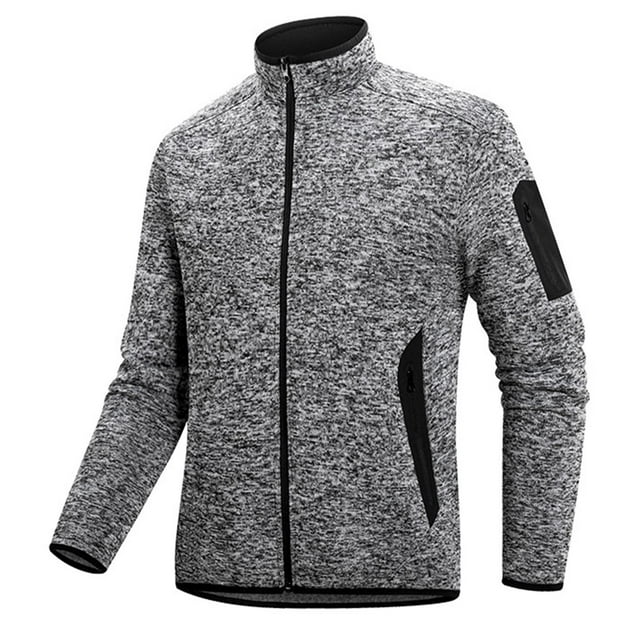 hoksml Men's Solid Color Stand Collar Training Jacket Lightweight Windbreaker with Zippered Pockets Inner Security Pocket for Running Workout
